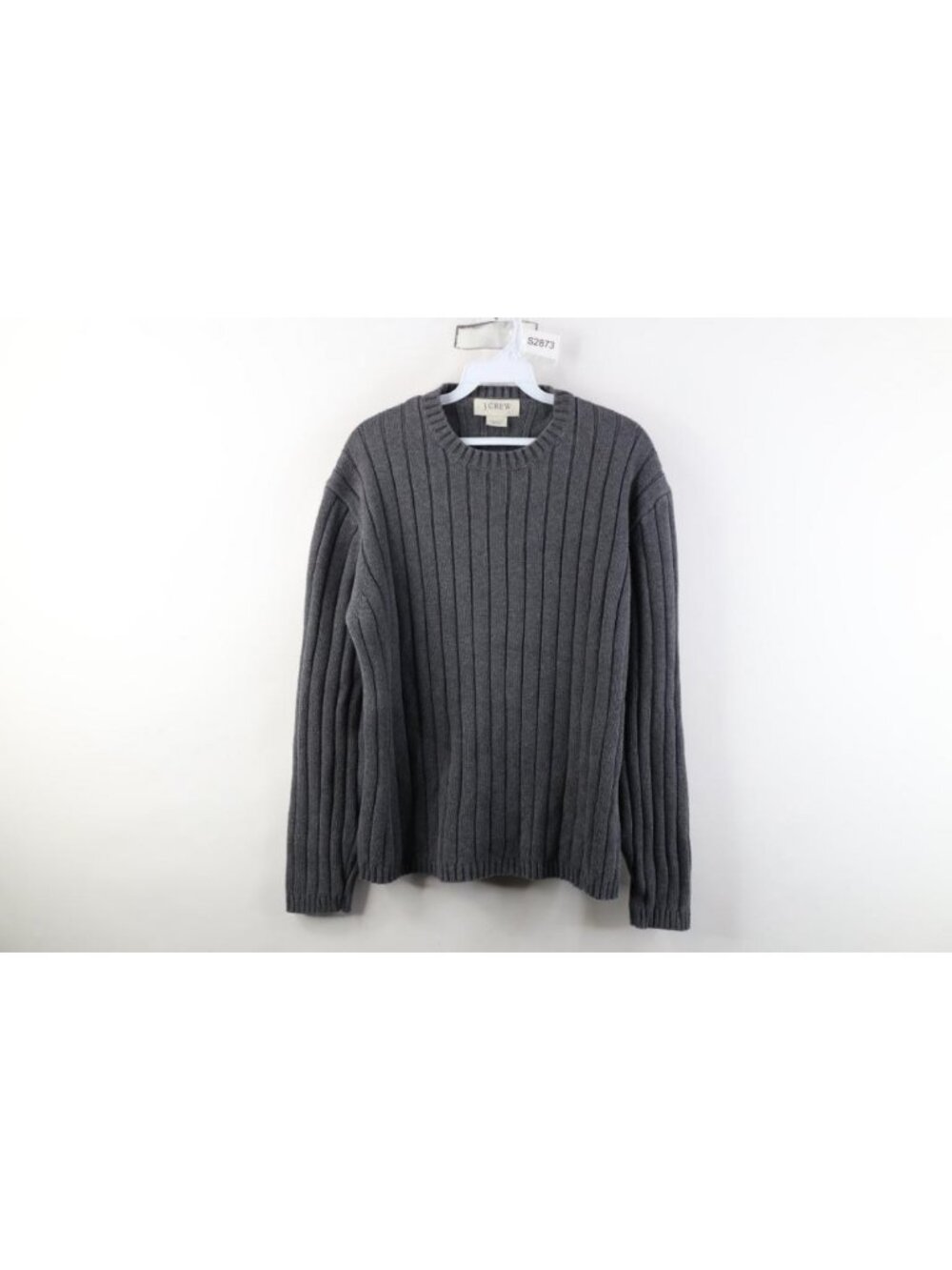 Vtg Y2K J Crew Womens Large Faded Blank Heavy Cotton Ribbed Knit Sweater Gray